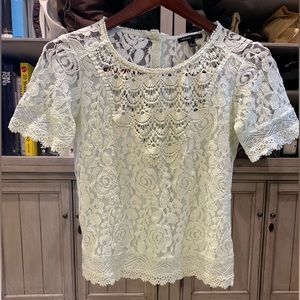 Mango Lace Short Sleeve Top